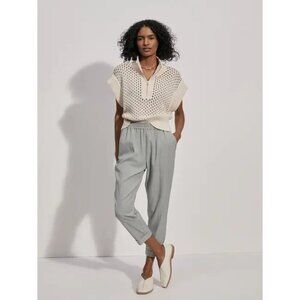 Varley Oakland Turnup Taper Pants Size Medium Green Ankle Pull On Active